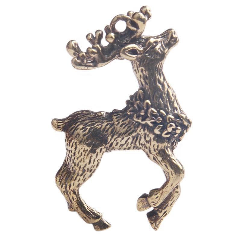 Solid Brass Sika Deer Figurines Hand Carved Details Durable For Home Office Desktop Decoration Gift Collection