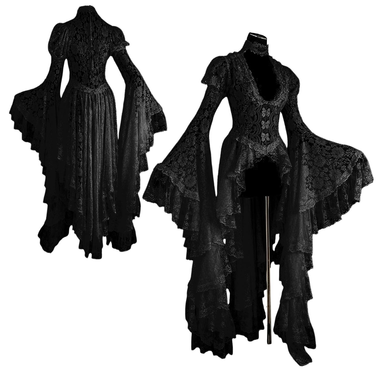 

Женские повседневные модные винтажные длинные платья с длинным рукавом на Хэллоуин и графическим принтом XXXXXL чёрный