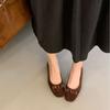 2025 New Autumn Suede Round Head Inner Sloping Heel Bow Versatile Niche Evening Wind Shallow Mouth Women's Single Shoes