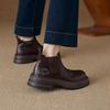 Real soft leather platform British style chell shoes short boots women's 2025 autumn new round head short boots Martin boots women's trend
