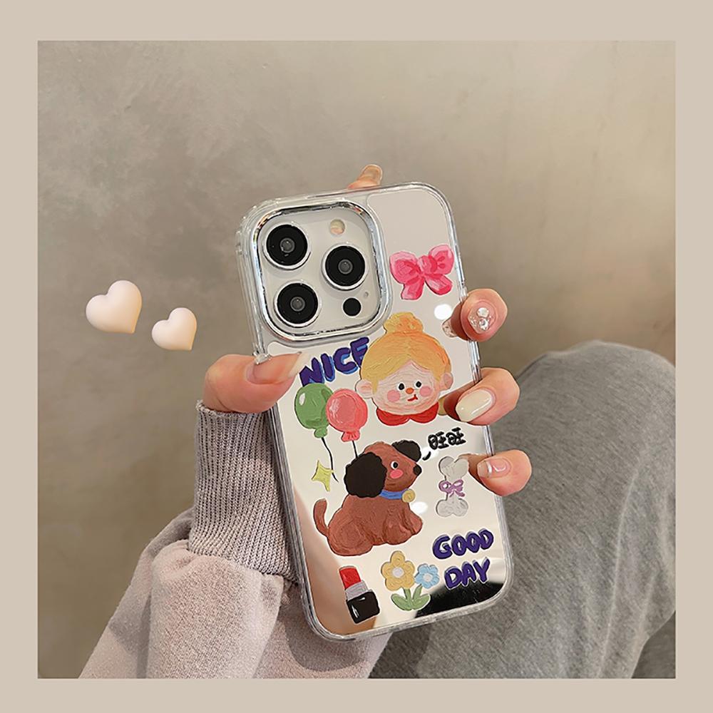 Cute Rabbit Cartoon Bear Αστεία επιστολή μακιγιάζ με καθρέφτη Αδιάβροχη θήκη τηλεφώνου για iPhone 14 11 12 13 Pro Max Μαλακό πίσω κάλυμμα