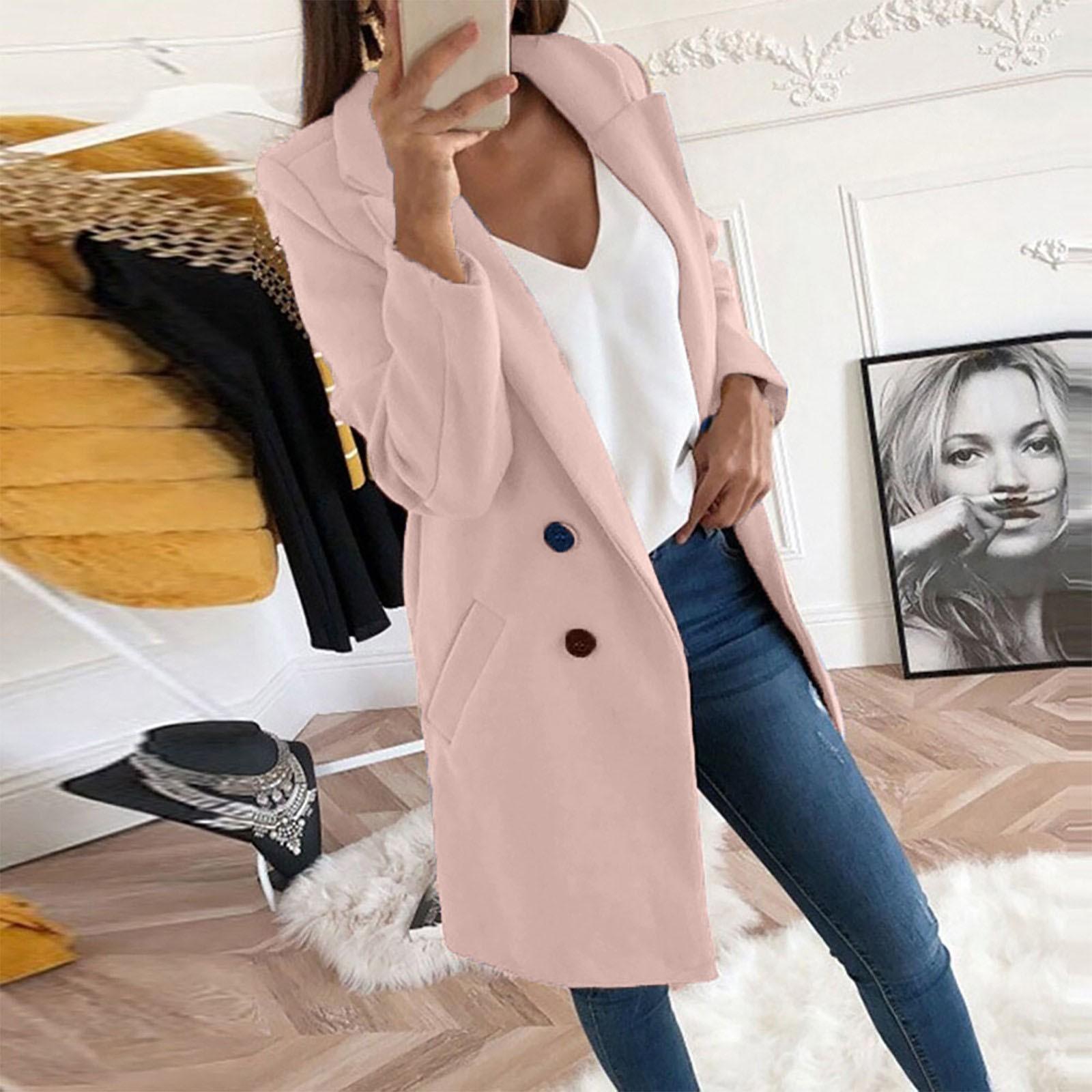 

Женское элегантное смешанное пальто из искусственной шерсти, тонкое длинное пальто, верхняя одежда, куртка XXXL розовый