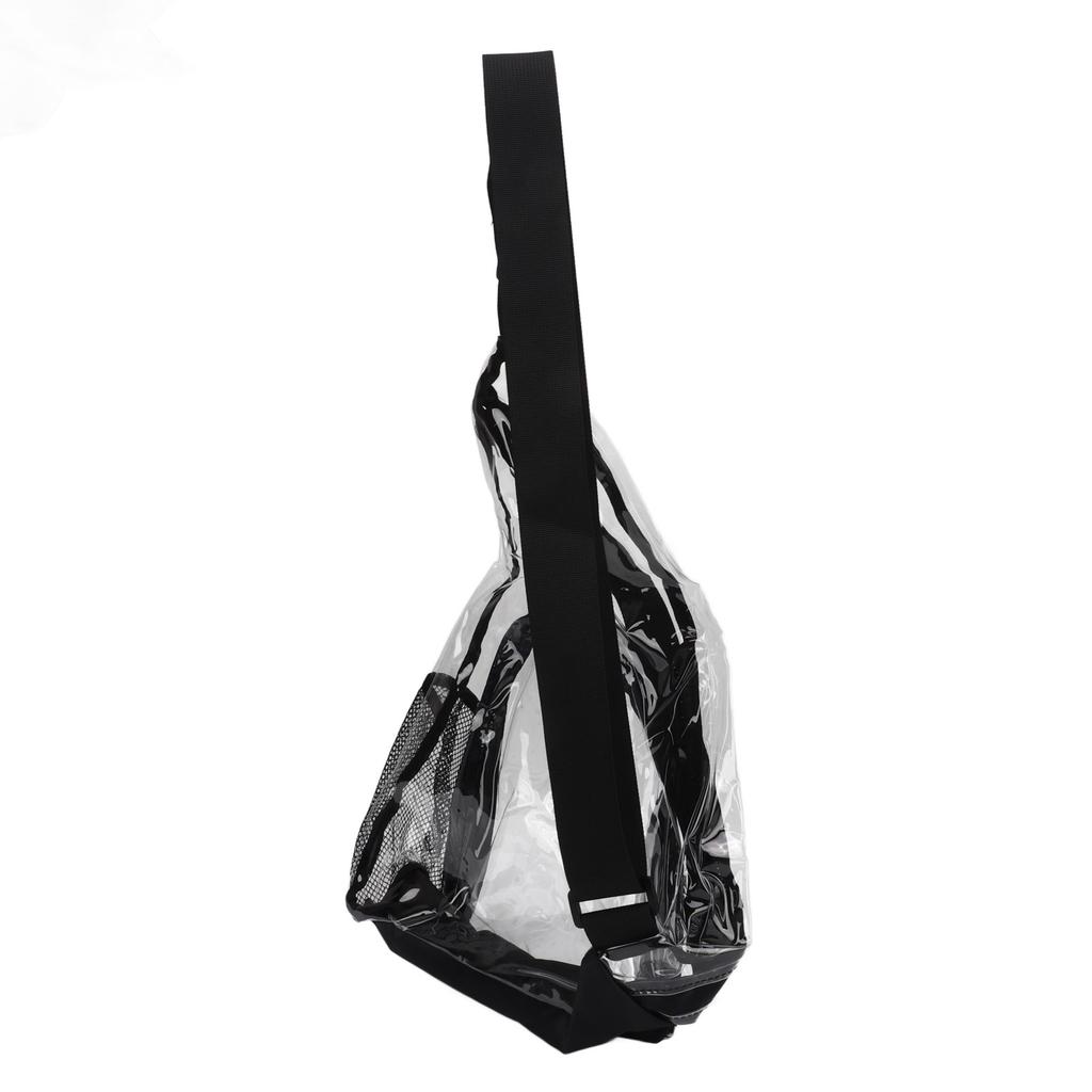 Clear Sling Bag PVC Transparent Chest Bag Comfortable Travel Cross Shoulder Backpack Black