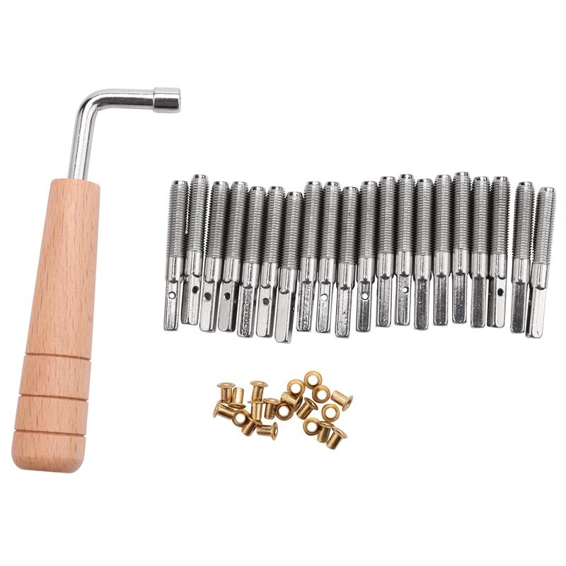 20 Pcs Tuning Pin Nails and 20Pcs Rivets,with L-Shape Tuning Wrench,for Lyre Harp Small Harp Musical Stringed Instrument как