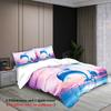 3-piece set, cartoon dolphin pattern printed bedding set, queen, king, double bed, for bedroom, guestroom, hotel