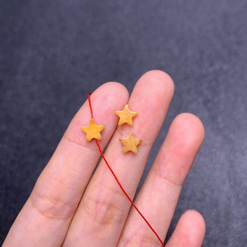 Yellow Jade 6mm Five-Pointed Star Beads for DIY Jewelry
