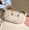Fluffy Plush Bear Pencil Case Cute Star Embroidery Large Capacity For Students School Office Stationery Storage