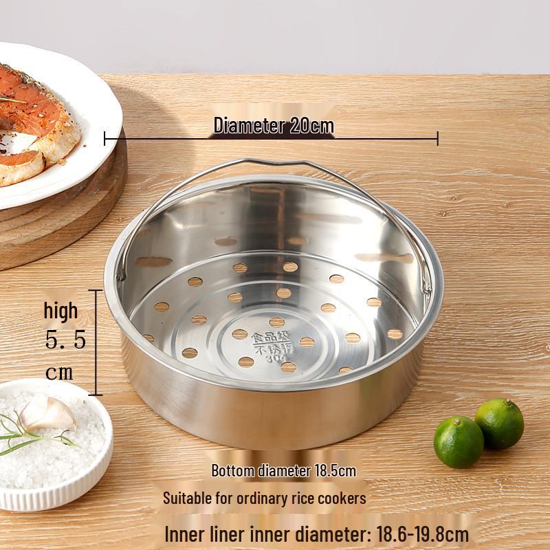 Universal 304 Stainless Steel Steamer Basket with Small and Large Holes, Non-Magnetic, Thickened for Household Rice Cookers.