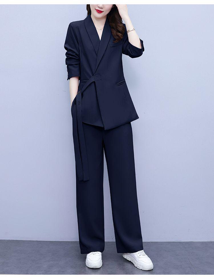Spring & Autumn Plus Size Women's Wide-Leg Pants Two-Piece Set - Age-Reducing and Fashionable
