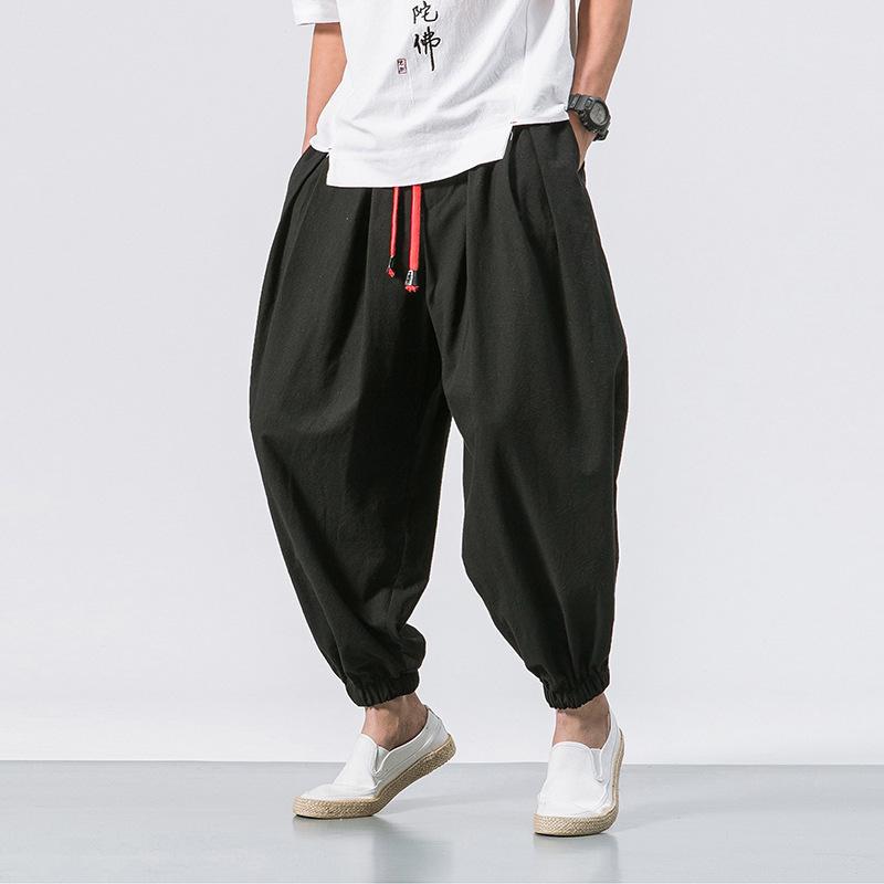 Summer New Men's Bloomers Loose Cotton and Linen Leggings Harlan Trousers