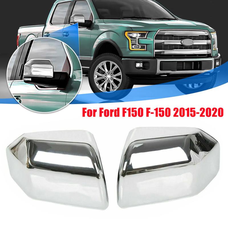 

For Ford F150 Raptor 2015 2016 2017 2018 Chrome Rearview Side Mirror Cover Wing Cap Exterior Door Housing Shell Trim