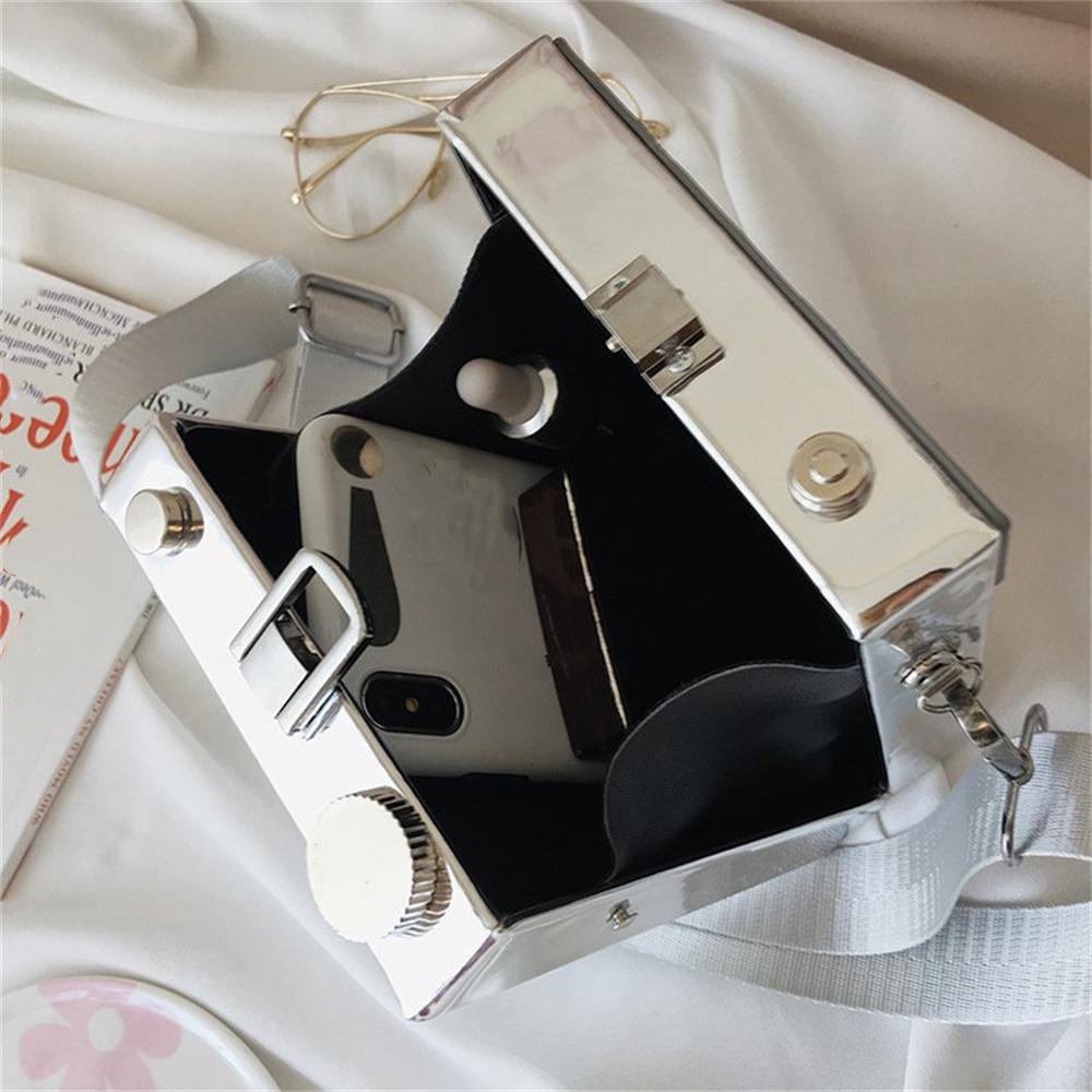 Moda casual personalidade criativa alça de ombro larga câmera pequena bolsa quadrada moda simples bolsa de ombro único bolsa crossbody