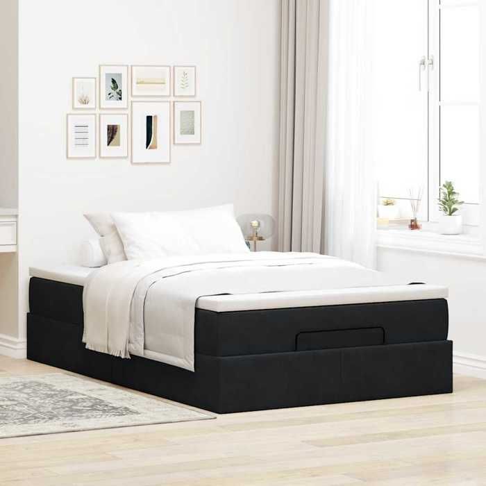 VidaXL Cadre de lit ottoman avec matelas noir 120x190 cm velours, cadre de lit avec rangement, cadre de lit avec rangement 3311173