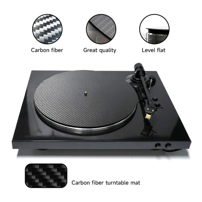 12inch Carbon Fiber Turntable Platters Mat for Record Players Mat Nonslip for Sound Playback Reduced Vibration