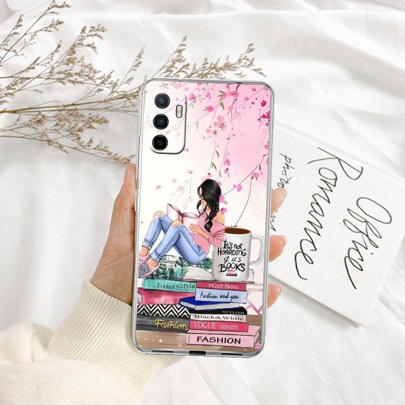 

IK27 Fashion Girl Coffee book Transparent Phone Case for Samsung Galaxy A04 A04S A14 A23 A34 A54 M23 M33 M52 M53 Galaxy M33