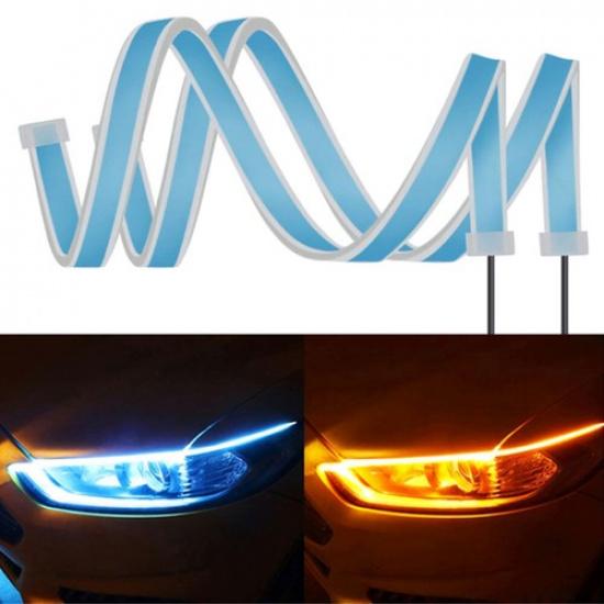 2x 60cm Car Daytime Running Light LED Strip Turn Signal Lamp Flexible Waterproof