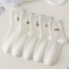 5/10 Pairs Women Round Neck Socks High Quality Autumn Winter Cute Cartoon Breathable Fashion Socks Women Soft Medium Tube Aocks