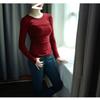 Bottom Shirt New Women's Autumn and Winter Shoulder T-shirt Long Sleeve Slim Fit Inside Basic Top Spring and Autumn