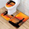 Beach View Bathroom Floor Mat Three-Piece Toilet Carpet Toilet Mat Set Door Mat Bathroom Non-Slip Mat