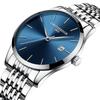 Men's Hong Kong-Style Ultra-Thin Quartz Wristwatch with Steel Band and Calendar