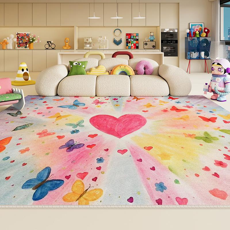 Living Room Carpet Non-slip Waterproof Dirt-resistant Floor Mat Colorful Letter Cute Pattern Rug Large Size Home Decoration Mat