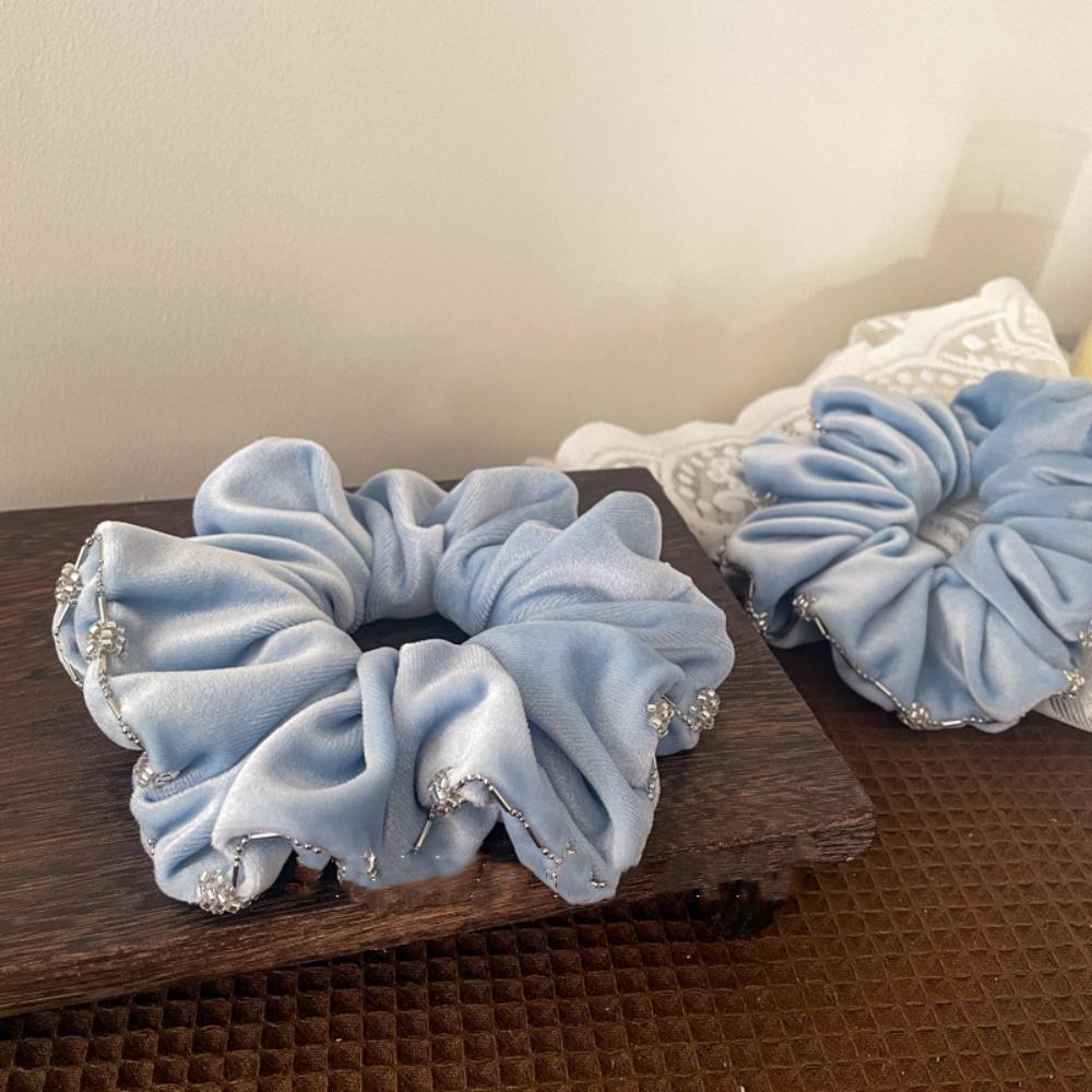 Ponytail Holder Velvet Scrunchies Elastic Hair Ring Fashion Rhinestone Hair Rope  Female