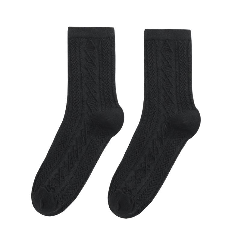 Socks Women's Summer Thin Embossed Socks White 7A Antibacterial Anti-odour Mid-calf Socks Breathable Sweat Socks for Women