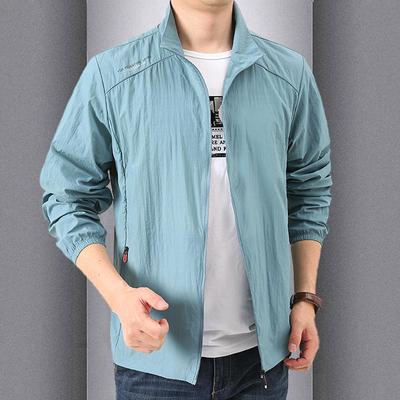 Sunscreen Clothing Solid Color Men's Summer Thin Ice Silk Breathable Casual Large Size Jacket Jacket Outdoor Clothing