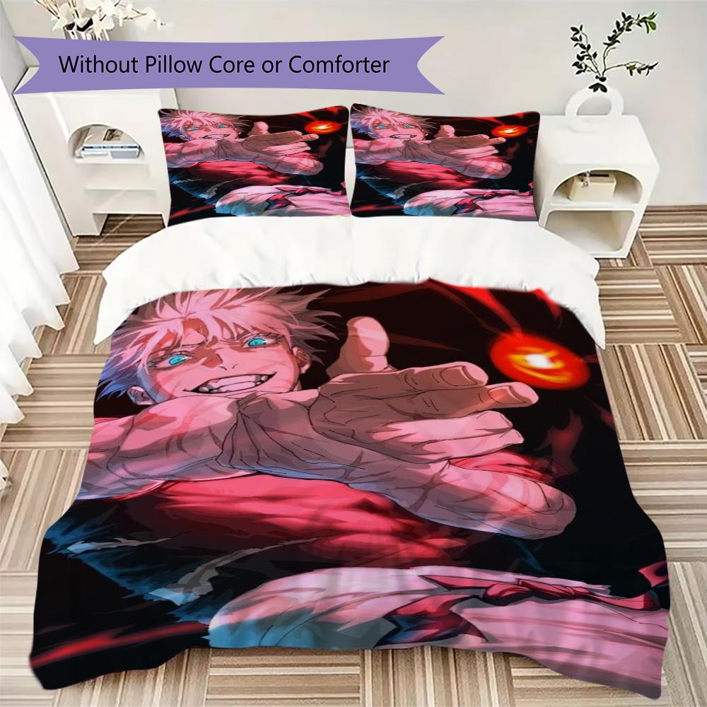 Jujutsu Kaisen Pattern Bedding uilt Set uilt Cover Pillowcase Home Decoration Birthday Gift (1 * duvet cover + 2 * pillowcase without core)