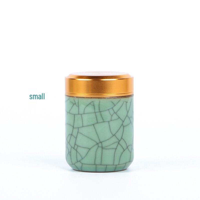 Longquan Celadon Ge Kiln Ceramic Tea Caddy
