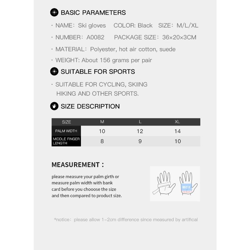 Iarnă Ciclism Schi Alpinism Mănuși Groase Izolate din Lână Impermeabile cu Strat Dublu Potrivite pentru Scenarii MultipleS