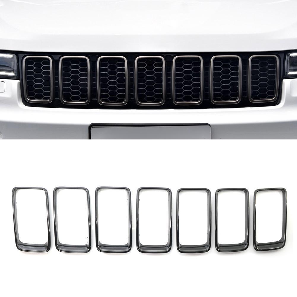 7pcs/set Gloss Black ABS Plastic Grill Rings for JEEP Grand Cherokee 2014-2016
