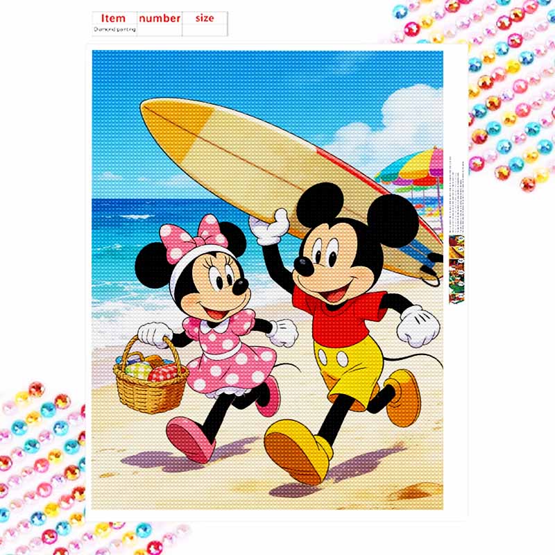 Disney DIY Diamond Painting 5d Full Diamond Cross Stitch Diamond Beach Seaside Summer Vacation Living Room Bedroom Decorative Painting