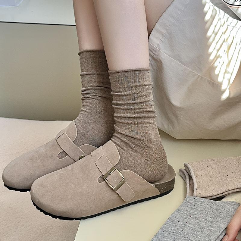 1pair Solid Color Women Socks Simple Black White Gray Long Socks Women JK Japanese Style School Girls Middle Tube Socks