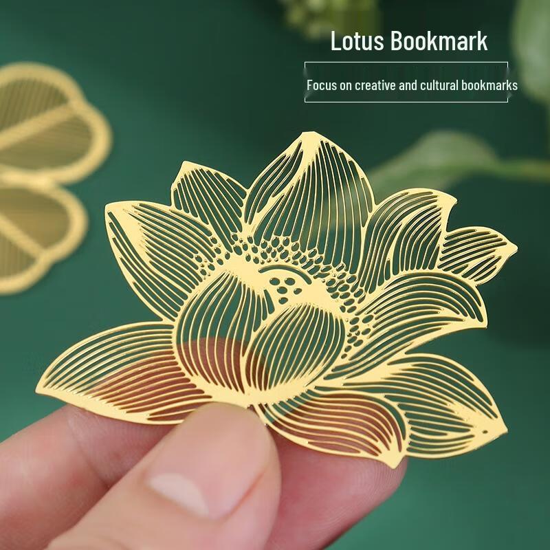 JINGRUIXIANG Chinese Style Brass Hollow Leaf Bookmark Set