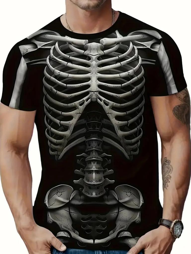 Druk 3D Horror Szkielet Moda Koszulki Cosplay Kostium Kości Streetwear Mężczyźni Kobiety Oversize Krótki Rękaw Koszulki Ubrania