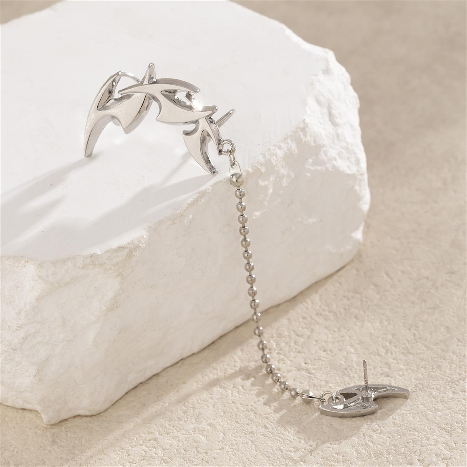 

Стильные готические серьги в стиле панк, ювелирные изделия, элегантные серьги-клипсы на цепочке без пирсинга, манжеты для ушей, женские зажимы с бахромой для ушей