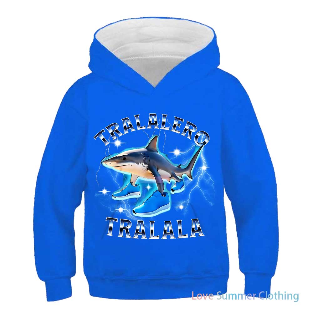 Tralalero Tralala Gotický Korejský Styl Mikiny Vtipná Italská Brainrot Y2k Mikina Dětské Ležérní Vintage Oblečení