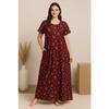 Maroon Beautiful Lightweight Maxi Nighty Women Daily Wear Cotton Night Gown Set