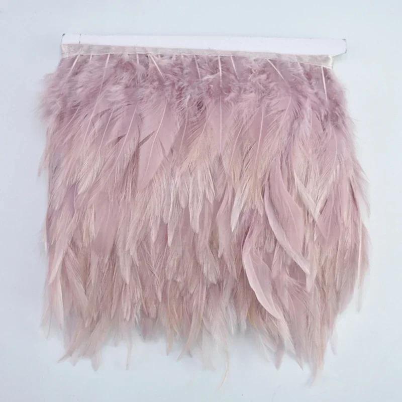 FeatherColored Pheasant Feathers On Tape Trim Fringe White Black Rooster Chicken Feather Skirt Trims Clothes Ribbon Sewing Handicrafts