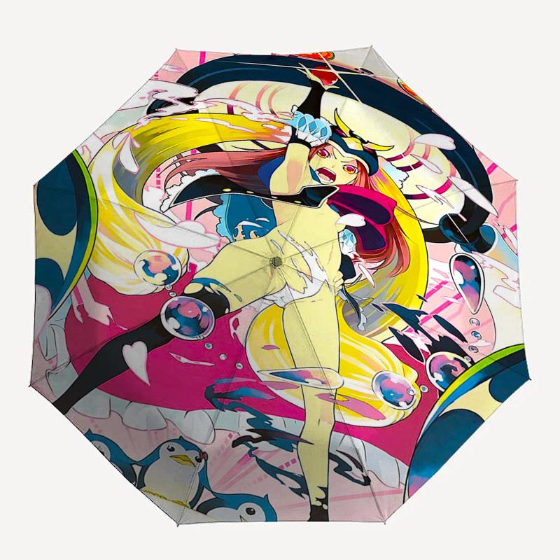 1pc Outdoor Umbrella with Cute Anime Character Design - Automatic Opening/Closing, Portable 3-Fold Design, Iron Frame, Perfect Gift for Fans, Tra
