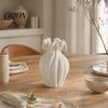 Modern Minimalist Flower Vase Vase, Holder, Decorative Ribbed Texture with Gentle Healing Floral Arrangement Wavy Rim, Ideal for Dried Fresh Flowers &