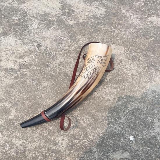 40.64 Cm Hand Engraved Viking War Horn Natural Ox Horn Battle Trumpet Medieval Cosplay Accessory Gift Wedding, Thanksgiving, Christmas