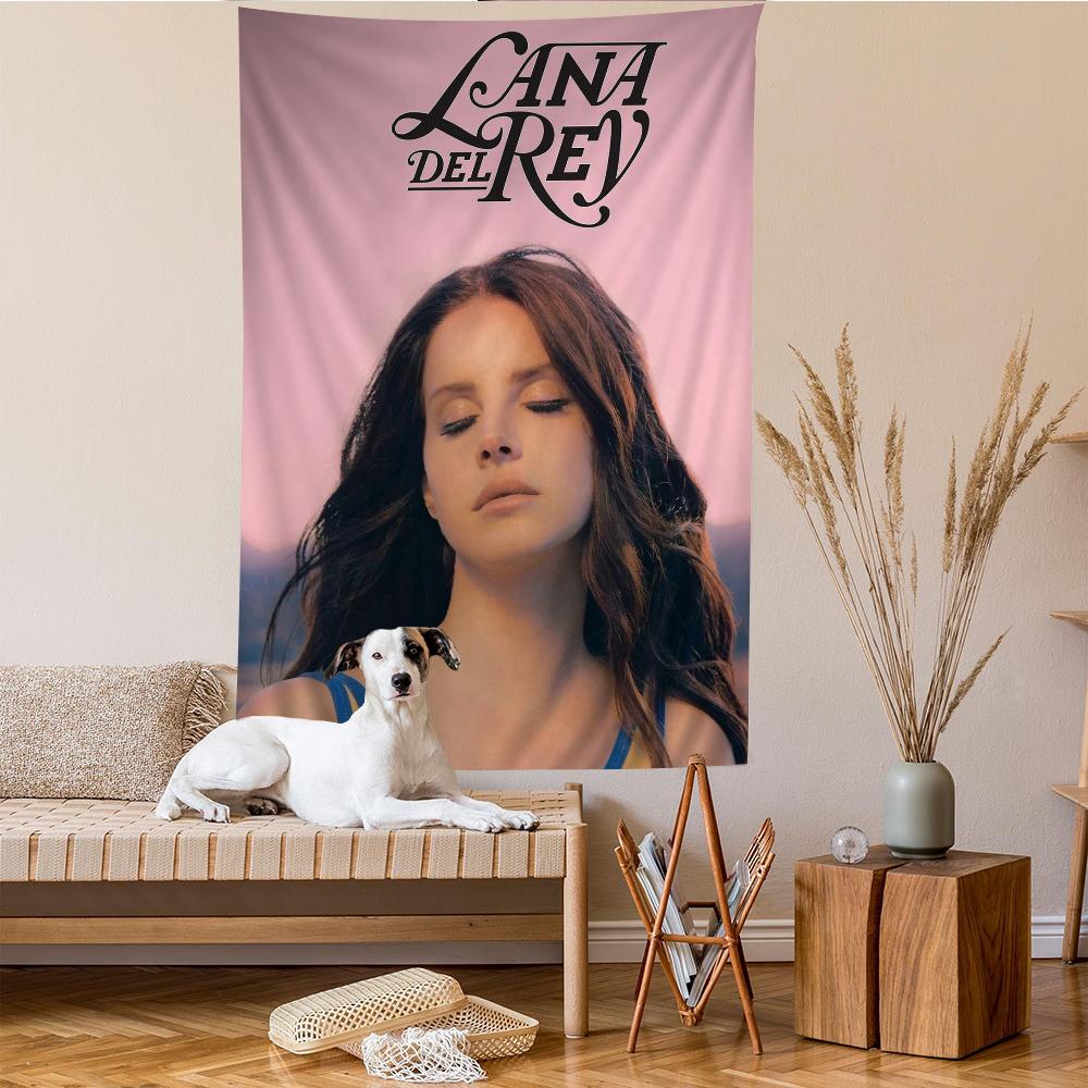 Arazzo da Parete Album 2023 Lana Del Rey Ritratto Monocromatico con Testo Tracklist Appeso a Parete per Appassionati di Musica Indie Decorazione Camera da Letto