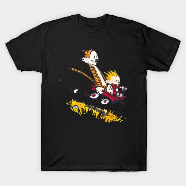 Asian Size Cotton Unisex Tshirt Print T-shirt Calvin And Hobbes Speed T-shirt No-Cut Print Regular Fit