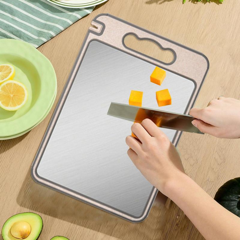 Stainless Steel Chopping Board Double-Sided Cutting Board With Built-In Grinder And Sharpener Kitchen Gadget Fruit Chopping