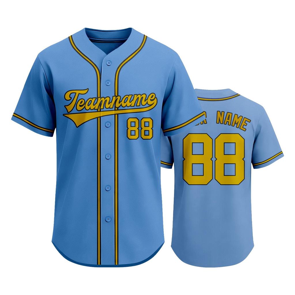 Camiseta de Béisbol Personalizable para Hombres y Mujeres Botones Delanteros Manga Corta Camiseta Deportiva Nombre del Equipo y Número Impresos Disponibles