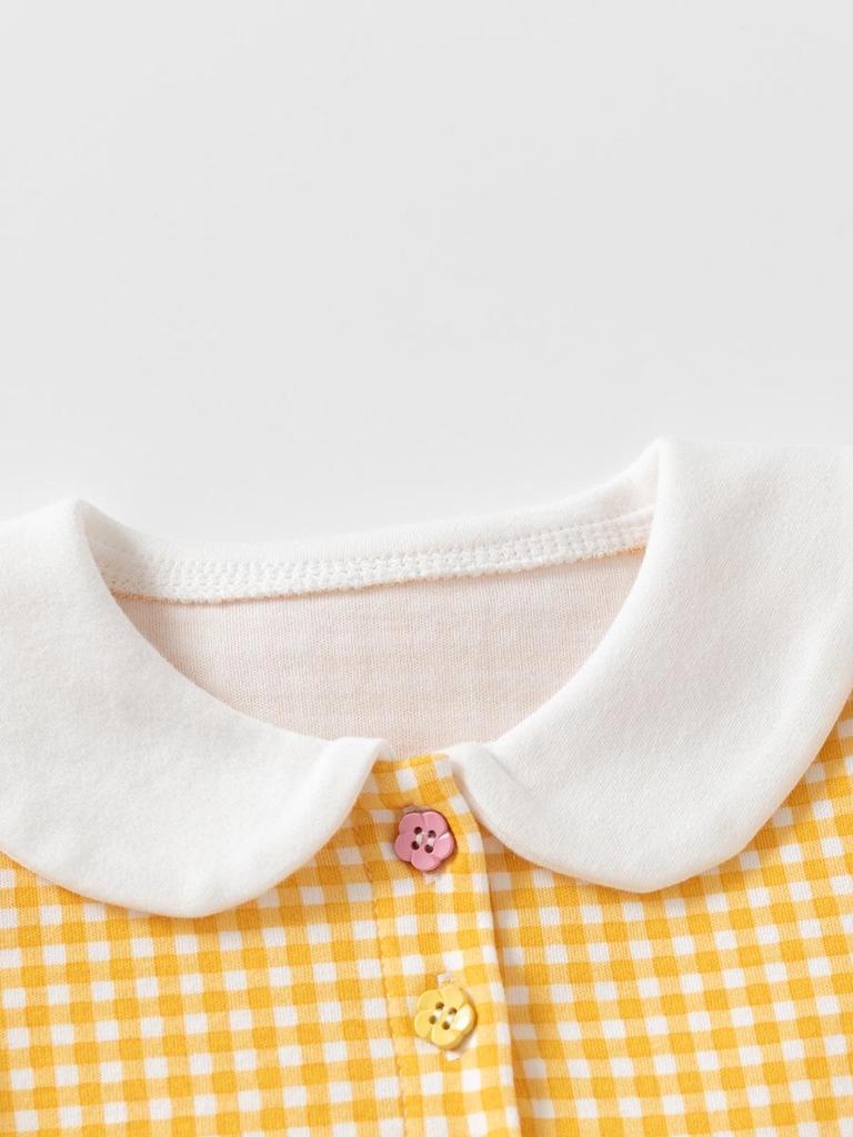 0-6 Years Girls' Long-Sleeve Plaid Cotton Dress - Spring & Autumn Princess Style