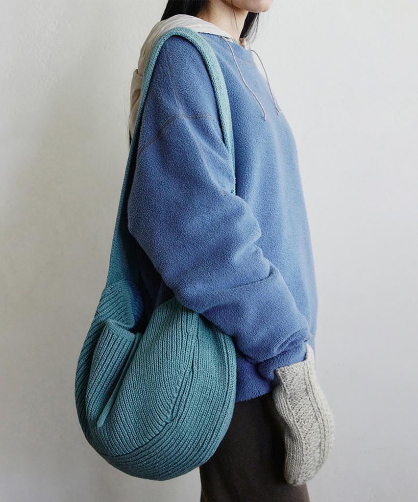 Monochrome Picker Knit Bag (Smoke Blue)