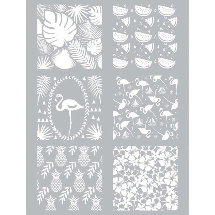 Pochoir silkscreen pour pâte polymère Tropical